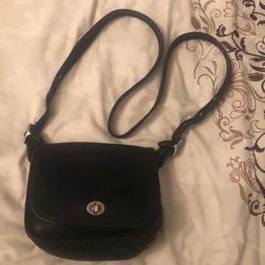 Coach rare crossbody black leather silver hardware